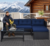 Loveseat Sofa Chaise Lounge Coffee Table Patio Furniture Set