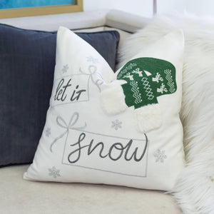 Let It Snow Christmas Throw Pillow 20x20 Cotton Cushion