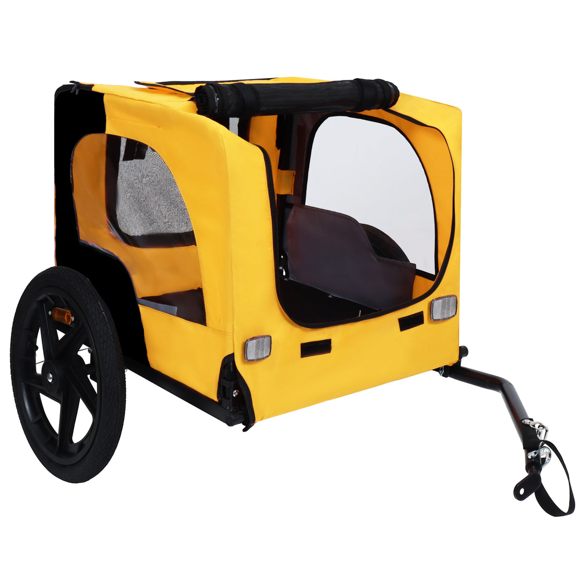 Pet Bike Trailer with Steel Frame and Foldable Design - Red