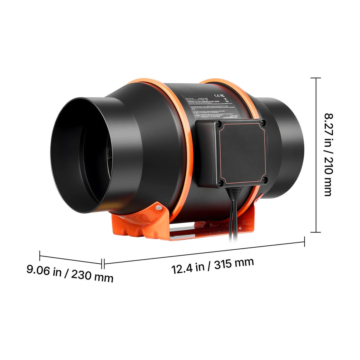 Inline Duct Fan with 402 CFM and 3-Speed Circulation