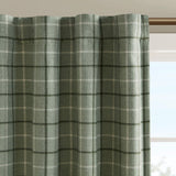 Plaid rod pocket and back tab curtain panel with fleece lining
