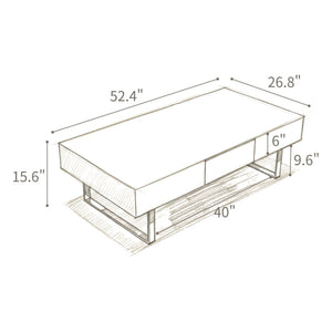 Rectangular Coffee Table with Hidden Storage - Blue or White