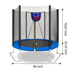 8FT Trampoline with Basketball Board and Inflator