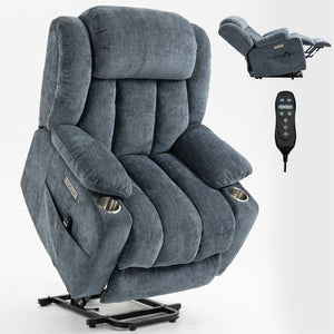 Chenille Power Lift Recliner Chair with Massage & Heating