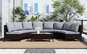 TOPMAX 5-Piece Gray PE Rattan Outdoor Patio Sofa Set
