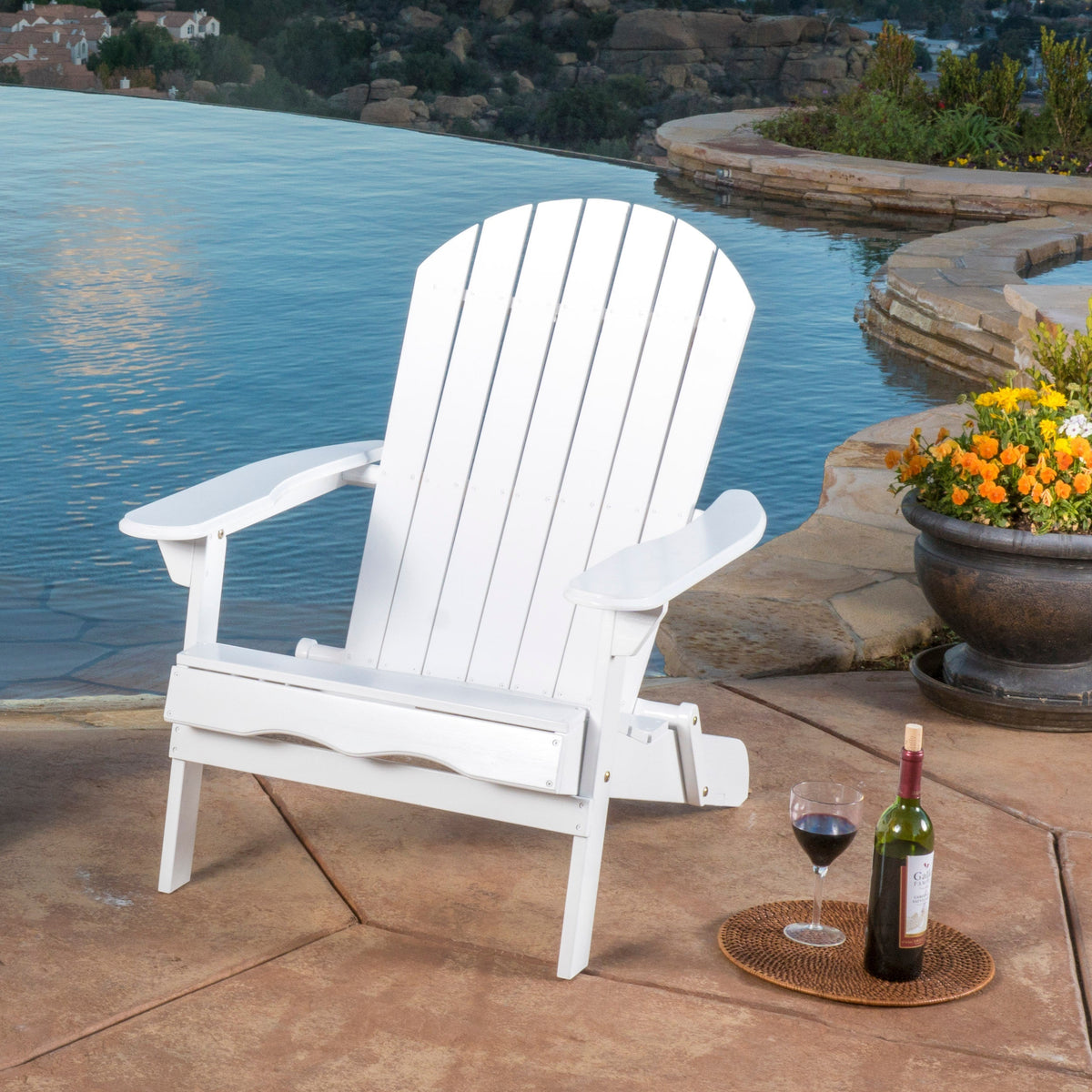 Malibu Adirondack Chair with Foldable Acacia Wood Design - Natural