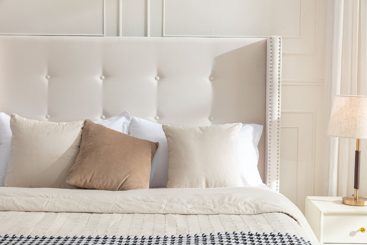 Luxury Wingback Upholstered Bed Frame