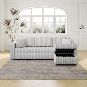 106.3" Soft 3-Person Sofa with Ottoman