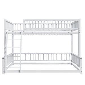 Bunk Bed Frame With Ladder And Safety Guardrails