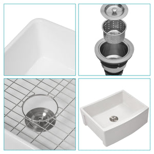 Farmhouse Sink, Apron Front Single Bowl With Arch Edge Design