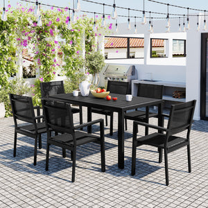 6-Person Modern Steel Outdoor Dining Set
