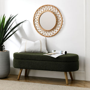 Ottoman Oval Storage Bench with Rubber Wood Legs