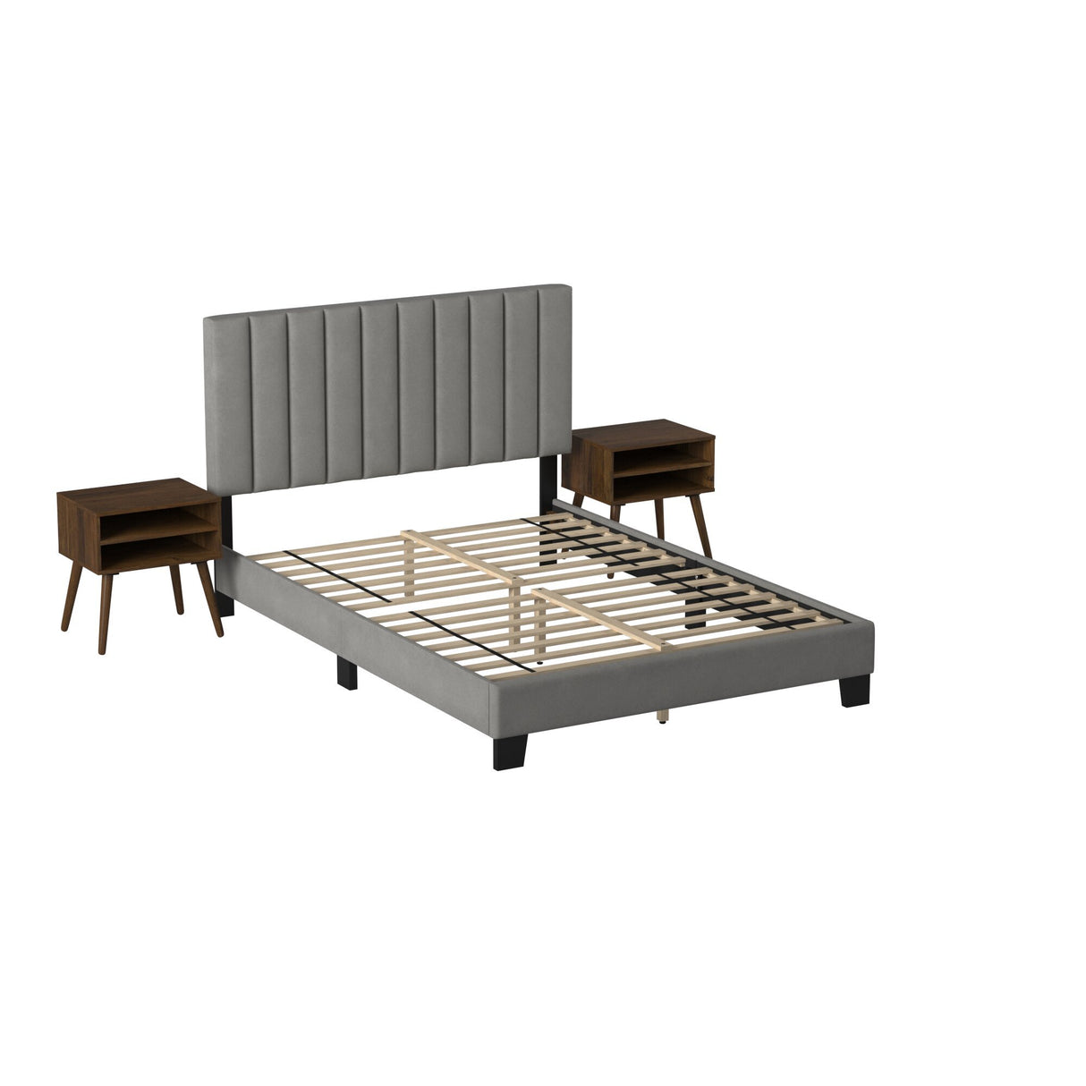 Coyote - king bed - carroll gray with two end table (3a packing)