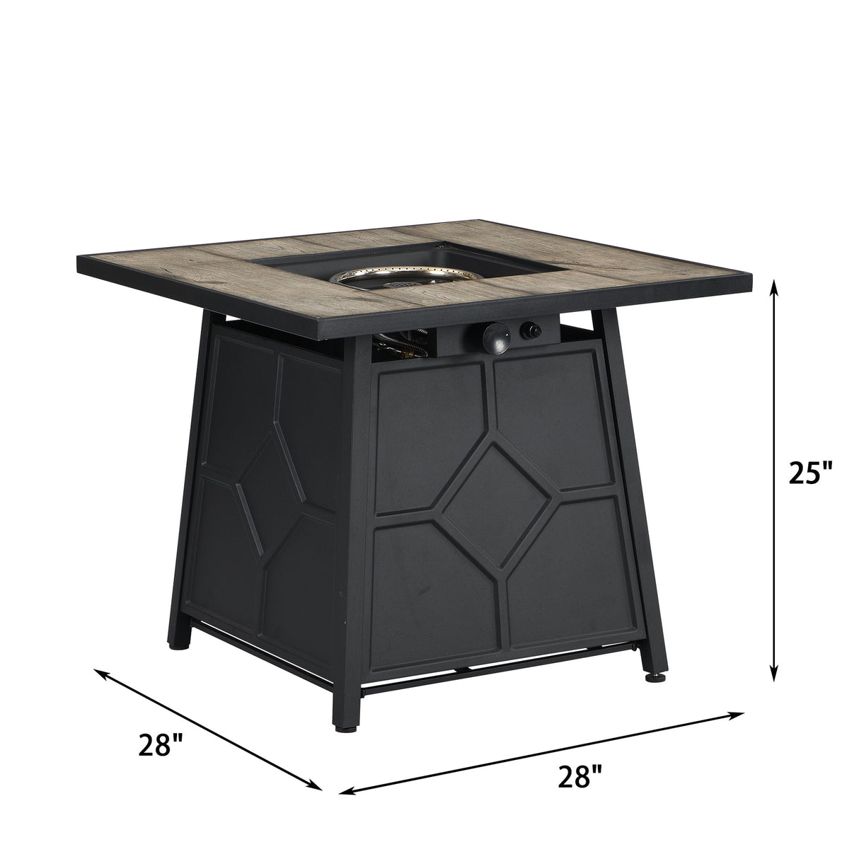Fire Pit Table 28-Inch Square 40,000 BTU Propane Gas with Waterproof Cover