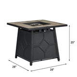 Fire Pit Table 28-Inch Square 40,000 BTU Propane Gas with Waterproof Cover