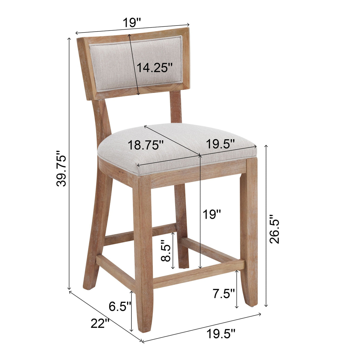 Upholstered Counter Height Bar Stools With Comfy Back (Set of 2)
