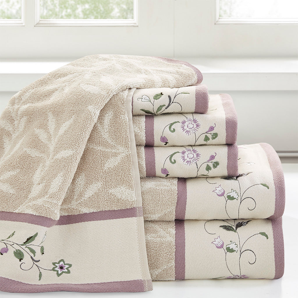 Embroidered-Cotton-Jacquard-6-Piece-Towel-Set-