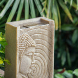 Indoor Buddha Water Fountain Polyresin Tabletop Fountain with LED Light - Beige