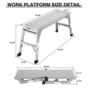 Aluminum Portable Work Platform Bench Folding Ladder with 225 lb Capacity