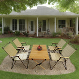 5-Piece Folding Camping Table &amp; Chair Set – Beech Wood & Canvas