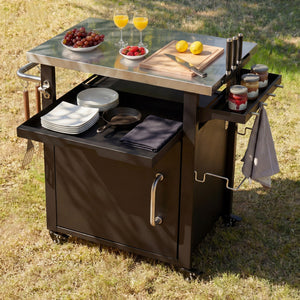 K&K 39.5" Outdoor Grill Cart with Storage Cabinet