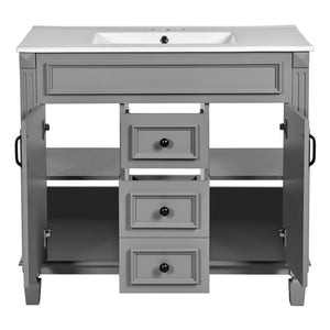 Bathroom Vanity With Top Sink, Basin On Cabinet With 2 Soft Closing Doors And 2 Drawers