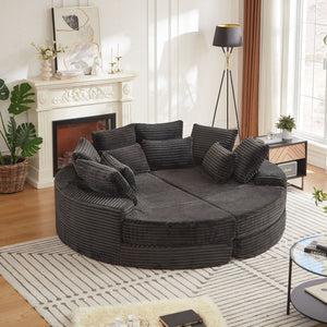 Round Oversized Sofa Bed With 5 Throw Pillows