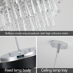 18-inch Modern Crystal Chandelier with Black Velvet Shade