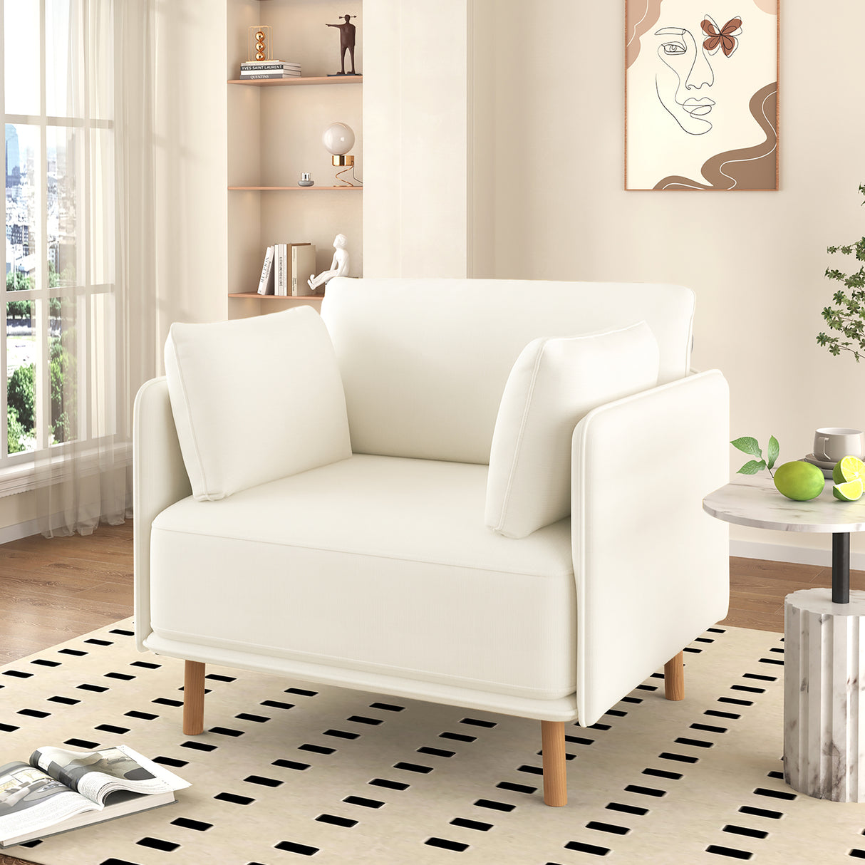 Scandanavian White Lounge Chair
