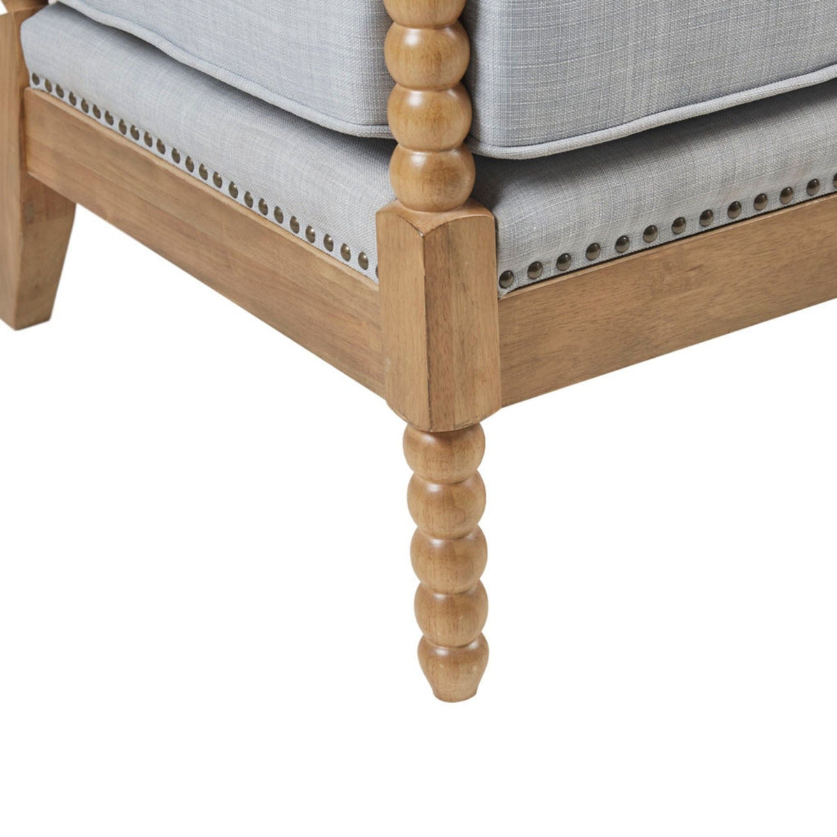 Arm Chair With Open Back Spindle Design, Padded Armrests