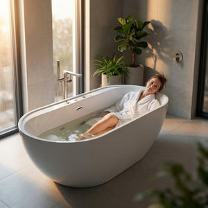67" Whirlpool and Air Bath Soaking Combination Tub with Adjustable Speed Air Blower