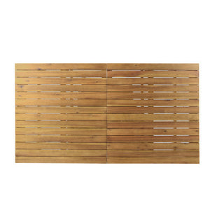 7 Pieces Acacia Wood Outdoor Dining Set with Cream Cushions