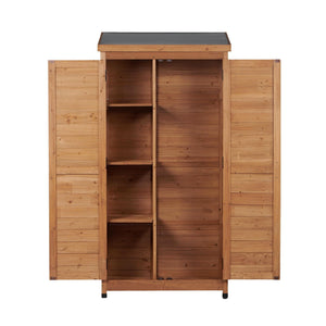 Outdoor Storage Shed With Vertical Tool Cabinet For Backyard