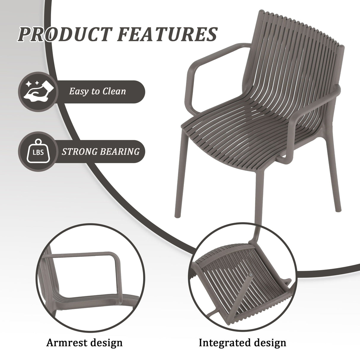 4 Modern Stackable Armchair Matched With Long Table