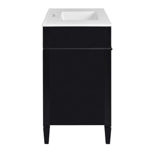 Bathroom Vanity With Mirror Cabinet, Single Sink With 2 Soft Closing Doors And 4 Drawers