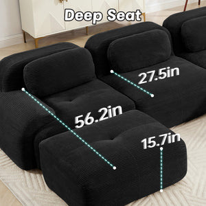 U-Shaped Modular Sofa with Breathable Corduroy Fabric