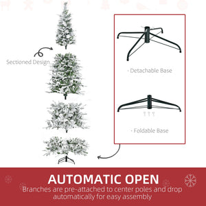 HOMCOM 9' Unlit Snow Flocked Pine Artificial Christmas Tree