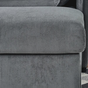 Comfy Corduroy Oversized Chaise Lounge Chair with Ottoman and Storage