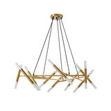 41' Golden Modern Chandelier Light Fixture, Branch Design with Frosted Tubes