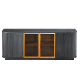 Modern 64-Inch Wavy TV Cabinet with LED Lights