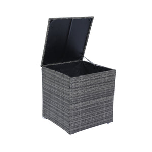 8 Piece Patio Sectional Wicker Rattan Outdoor Furniture Sof Set With One Storage Box Under Seat And Cushion Box - Gray / Black
