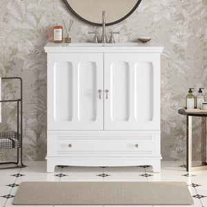 Bathroom Vanity With Sink, Cabinet With Adjustable Shelf And Drawer Divider