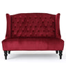 Upholstered Loveseat with Wing Back and Diamond Tufting - Multiple Colors