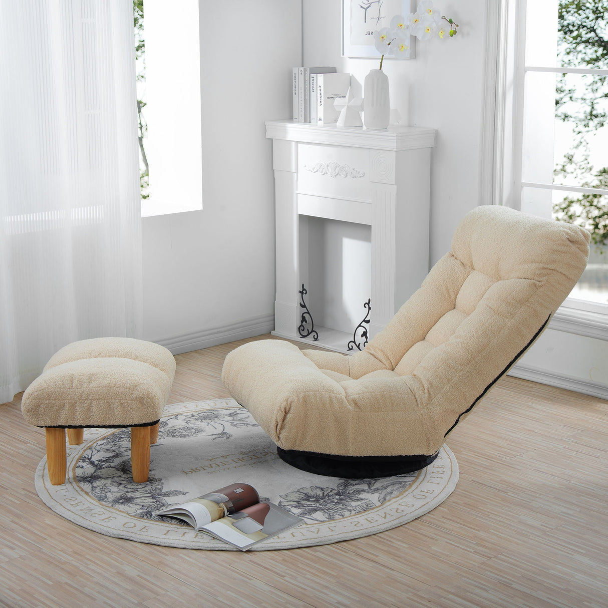 Adjustable Japanese Reclining Floor Chair Sofa With Metal Frame For Living Room