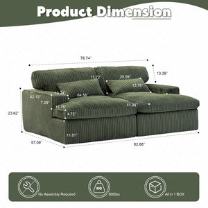 Double Chaise Lounge Chair, Oversized Upholstered Sleeper Cloud Couch