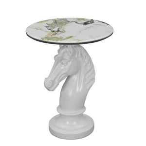Horse Head Accent Table Animal Statue End Tables Livingroom, White