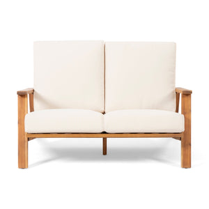 Paloma Loveseat and Coffee Table with Weather-Resistant Cushions - Acacia Wood