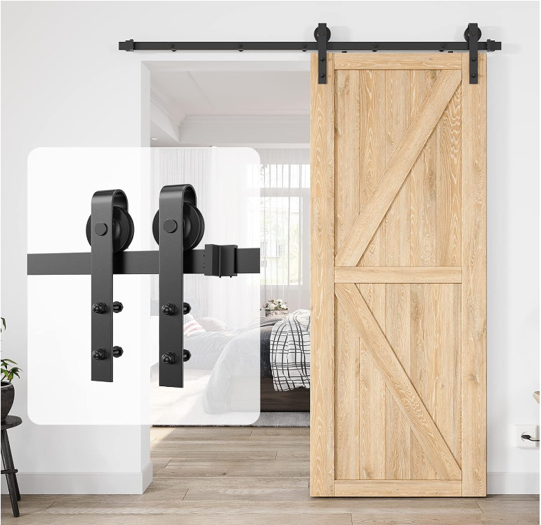 12FT Wood Double Sliding Barn Door Hardware