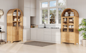 K&K 71' Tall Arched Kitchen Pantry Cabinet with Adjustable Shelves