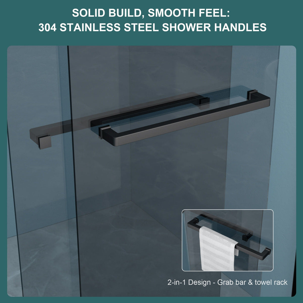 Double Sliding Glass Shower Door 8Mm Tempered Glass With Stainless Steel Frame - Matte Black